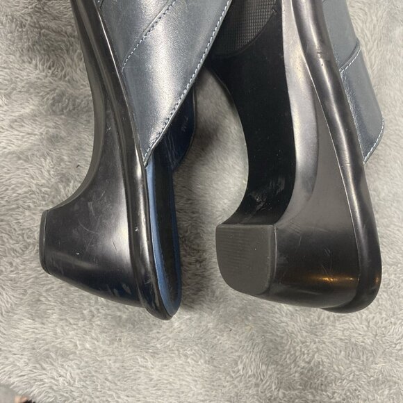 Clarks Womens Blue Strappy Heeled Slide Sandals Size US 7.5 Vtg Casual Office - Picture 9 of 10